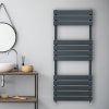 Vertical Towel Radiator Designer Flat Panel 1200mm x 450mm Bathroom Heated Rail Matt Anthracite Grey Central Heating Ladder Heater Wall Mounted Carbon Steel FREE Cleaning Brush Fixing Kit & Brackets