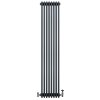 Traditional 4 Column Radiator & Valves - 1800 x 380mm - Anthracite Grey