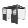 Anthracite Aluminium Pergola With White Blinds, 2 x Side Panels & LED Lights - 3m x 3m