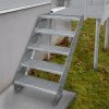 Metal Staircase Additional 1 Step Adjustable Height 60cm / 600mm Wide Galvanised Steel Silver Steps Weatherproof Grate Outdoor Garden Patio Modular Stairs 5mm Rod Thickness FREE Fixing Kit
