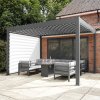 Anthracite Aluminium Pergola With White Blinds - 3m x 3m