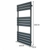 Vertical Towel Radiator Designer Flat Panel 1200mm x 500mm Bathroom Heated Rail Matt Anthracite Grey Central Heating Ladder Heater Wall Mounted Carbon Steel FREE Cleaning Brush Fixing Kit & Brackets