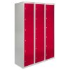 MonsterShop 3 x Metal Lockers, 6 Doors Storage, Red & Grey Metal Lockable Unit Staff School Gym Changing Room