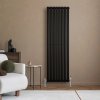 Oval Single Column Radiator & Valves - 1600mm x 480mm - Black