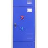 MonsterShop 3 Door Metal Storage Lockers, Blue & Grey Steel Lockable Unit, Gym Changing School Staff