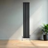 Flat Single Column Radiator & Valves - 1600mm x 280mm - Black