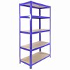 T-Rax Garage Shelving Unit - 5 Tier Heavy Duty Rack for Storage Steel Utility Shelves | Metal & MDF Boltless Racking Assembly System | 180cm x 90cm x 45cm | 280KG Per Shelf, Blue
