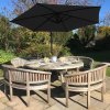 3m Cantilever Garden Parasol Banana Hanging Umbrella Winding Crank Shade Patio Outdoor Sun Shade Tilt UV Protection | Black Fan Base