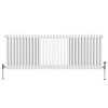 Traditional 3 Column Radiator 600mm x 1462mm Modern Central Heating Heater Gloss White Carbon Steel Horizontal Wall Mounted Kitchen Living Room Bathroom Cleaning Brush Fixing Kit & Brackets