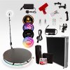 360 Photo Video booth 115cm Platform Rotating Selfie Spinner Party Wedding LED Ring Light Automatic Remote Control Bluetooth Adjustable Arm Slow Motion Battery or Mains Powered Flight Case Money Gun