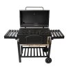XXL BBQ Smoker Charcoal Barbecue Grill Portable Trolley Black Stainless Steel Adjustable Furnace Thermometer Side Shelves Hanging Hooks Bottle Opener Wheels Rain Cover Wire Brush Garden Patio Outdoor