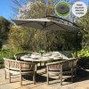 3m Cantilever Garden Parasol Banana Hanging Umbrella Winding Crank Shade Patio Outdoor Sun Shade Tilt UV Protection | Beige Fan Base