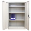 Metal Office 2 Doors Filing Cabinet Flatpack Document File Compartments Lockable Storage Cupboard Unit 140cm