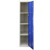 MonsterShop Metal Lockers 4 Door Storage, Flatpack Blue & Grey Metal Lockable Unit, School Staff Gym Changing