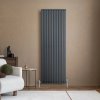 Oval Single Column Radiator & Valves - 1800mm x 600mm - Anthracite Grey