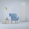 Designer Radiators 180 x 42cm Flat Panel Modern Central Heating Gloss White Vertical Column Double Panel Wall Mounted Slimline Kitchen Living Room Bathroom Commercial Cleaning Brush & Fixing Kit