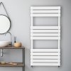 Vertical Towel Radiator Designer Flat Panel 1200mm x 600mm Bathroom Heated Rail Gloss White Central Heating Ladder Heater Wall Mounted Carbon Steel FREE Cleaning Brush Fixing Kit & Brackets