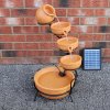 Water Feature Garden Fountain Solar Powered Outdoor Garden Cascade Ornament D̩ecor Patio Resin Terracotta Freestanding Cascading 4 Tier Spilling Bowls
