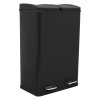 60L Black 2 in 1 Pedal Bin Metal Reycle Rubbish Trash Can Kitchen Waste Dual Compartment 2 x 30L Dual Dustbin Eco Garbage Large Heavy-duty
