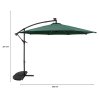 LED Cantilever Parasol 3m With Half Fan Base - Green