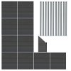 Composite Fence Panels, Angled Piece & LED Posts 6ft x 60ft - Grey
