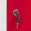 MonsterShop 3 Door Wide Steel Storage Lockers, Red & Grey Metal Lockable Unit, School Staff Gym Changing