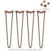 4Pcs Hairpin Table Legs Industrial Style DIY Furniture Heavy-duty Sturdy Welded Metal Steel Desk With FREE Screw Pack And Protector Feet Antique Copper 2 Prong Rods 28 Inch Height 10mm Thickness