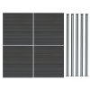 Composite Fence Panel x 4 & LED Posts x 5 - Grey