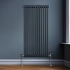 Traditional 2 Column Radiator 1500mm x 562mm Modern Central Heating Heater Matt Anthracite Grey Carbon Steel Vertical Wall Mounted Kitchen Living Room Bathroom Cleaning Brush Fixing Kit & Brackets