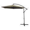 3m Cantilever Garden Parasol Banana Hanging Umbrella Winding Crank Shade Patio Outdoor Sun Shade Tilt UV Protection | Beige Square Base