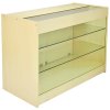 MonsterShop K1200 Lockable Glass Shop Counter Retail Display Cabinet, Maple, 120cm x 90cm x 60cm