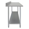 Catering Bench With Single Over-shelf Heavy Duty Kitchen Work Table Stainless Steel Prep-table Commercial Home Preparation Worktop 5ft