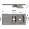 KuKoo Stainless Steel Kitchen Sink Basin & Victoria Tap, Reversible, 105cm x 18cm x 50cm