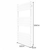 Vertical Towel Radiator Designer Flat Panel 1200mm x 500mm Bathroom Heated Rail Gloss White Central Heating Ladder Heater Wall Mounted Carbon Steel FREE Cleaning Brush Fixing Kit & Brackets