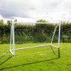 Football Goal Net 12 x 6ft All Weather PVC Goalpost 30ply Knotted Netting 24 Clips Portable Training Practice Indoor Outdoor Quick Slot & Click Assembly 5 Hole Target Sheet Bungee Straps & Carry Bag