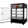 Food Warmer Cabinet Countertop Heated Glass Display Commercial Hot Food Pizza Pie Showcase Unit Black Steel Electric 30 - 85C Temperature Control Switch Internal Light 3 Tier Wire Shelving FREE Tongs