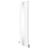 Oval Panel Radiator With Mirror 1800mm x 500mm & TRV Chrome Valves Designer Double Column Vertical White Carbon Steel Wall Mounted Kitchen Living Room Cleaning Brush Fixing Kit & Brackets