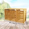 Triple Wheelie Bin Store Strong Wooden Shed Recycling Store Natural Timber Lockable Latched Hinged Firewood Garden Tools Storage FREE Fixing Kit 120cm (H) x 198cm (W) x 81cm (D)