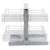 KuKoo LH Magic Corner Kitchen Pull Out Baskets, Slide Out 80-90cm Unit, 4 Metal Storage Drawers