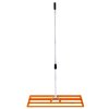 Lawn Leveller 100cm x 32cm Levelling Rake Lute Heavy Duty Lightweight Galvanised Steel Aluminium Orange 1.2 - 1.9m Extendable Handle Easy Grip Landscaping Garden Tool Grass Soil Artificial Turf Gravel