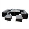 11 Seater Rattan Furniture Set With Firepit - Black