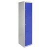 MonsterShop 3 Door Metal Storage Lockers, Blue & Grey Steel Lockable Unit, Gym Changing School Staff