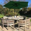 3m Cantilever Garden Parasol Banana Hanging Umbrella Winding Crank Shade Patio Outdoor Sun Shade Tilt UV Protection | Green Fan Base