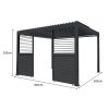 Anthracite Aluminium Pergola With White Blinds, 2 x Side Panels & LED Lights - 3m x 4m