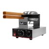 KuKoo Single Waffle Maker Machine Rotating Round Deep Fill Non-Stick Iron Plates Electric 1000W 50-250C Automatic Temperature 1-5 Minute Timer Commercial Stainless Steel Cool Touch Handle FREE Tongs