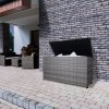 Rattan Garden Storage Grey Box & Waterproof Carry Bag Large Cushion Blanket Tools Toys Furniture Chest 582L Outdoor Patio Deck Steel Frame UV & Weather Resistant Gas Assisted Lift Lid Portable Wheels
