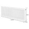 Traditional 3 Column Radiator 600mm x 1462mm Modern Central Heating Heater Gloss White Carbon Steel Horizontal Wall Mounted Kitchen Living Room Bathroom Cleaning Brush Fixing Kit & Brackets