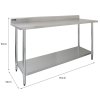 5ft Stainless Steel Catering Bench & 2 Wall Mounted Shelves Commercial Kitchen Work Prep Table Worktop Backsplash 2 Tier Adjustable Heavy Duty Corrosion Resistant FREE Microfibre Cloths & Fixing Kit