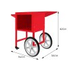 Popcorn Machine Maker Cart Professional Concession Catering Trolley Retro Red Stainless Steel Built In Handle 4 Wheels 2 Parking Brakes Easy Mobility Large Hidden Storage Detachable Shelf