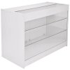 Retail Glass Shelf Product Display Shop Counter Showcase Lockable Cabinet Unit White - K1200